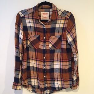 Mossimo Supply Co Plaid Button Down Blouse Size Sm